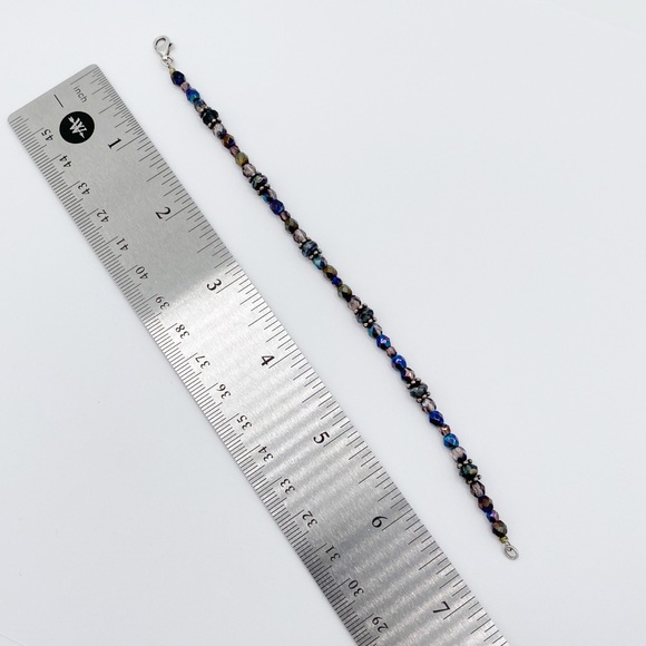 Faceted Crystal Glass Iridescent Beaded Bracelet With 925 Sterling Silver Clasp - Picture 4 of 7